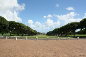 Mall area. There are headstones on either side of this.