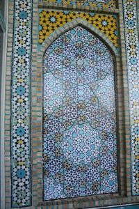 Up close of mosaic on balcony