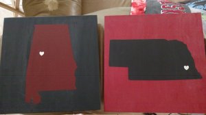 Our home states in our favorite football team colors. GBR! Roll Tide!